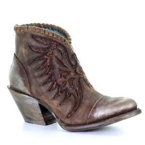Women's Corral Brown Woven & Overlay Ankle Boot Western Boots